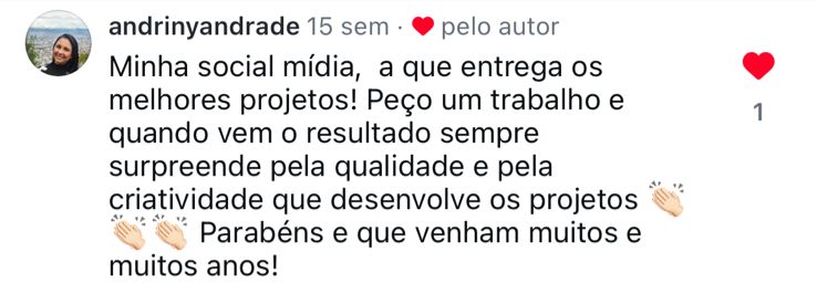 Depoimento de @andrinyandrade sobre o trabalho da Francine Marketing & Mídia