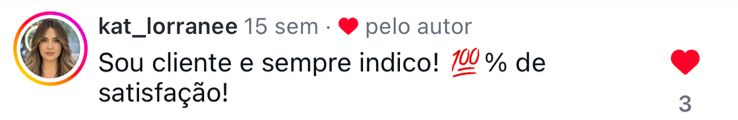 Depoimento de @kat_lorranee sobre o trabalho da Francine Marketing & Mídia